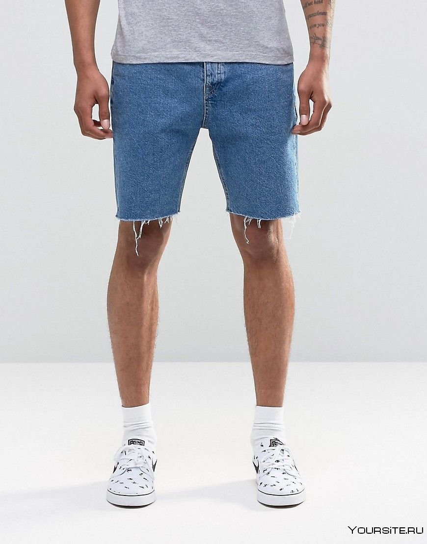 Укороченные джинсовые шорты мужские