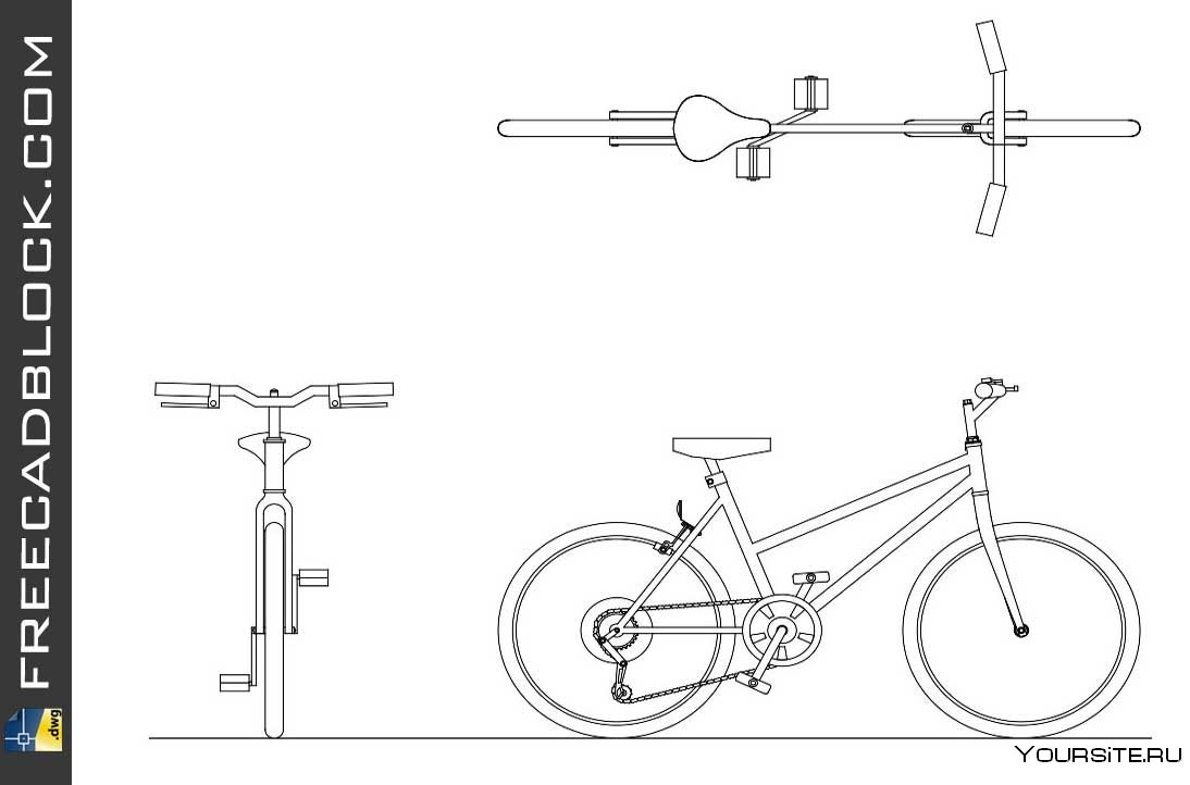 Велосипед чертеж вид сбоку
