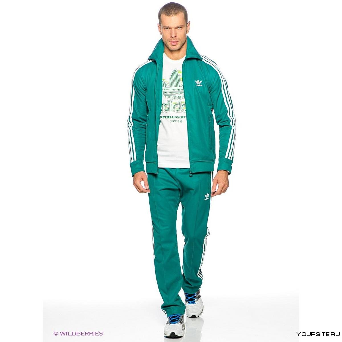 Адидас 2018 мужской костюм зеленый