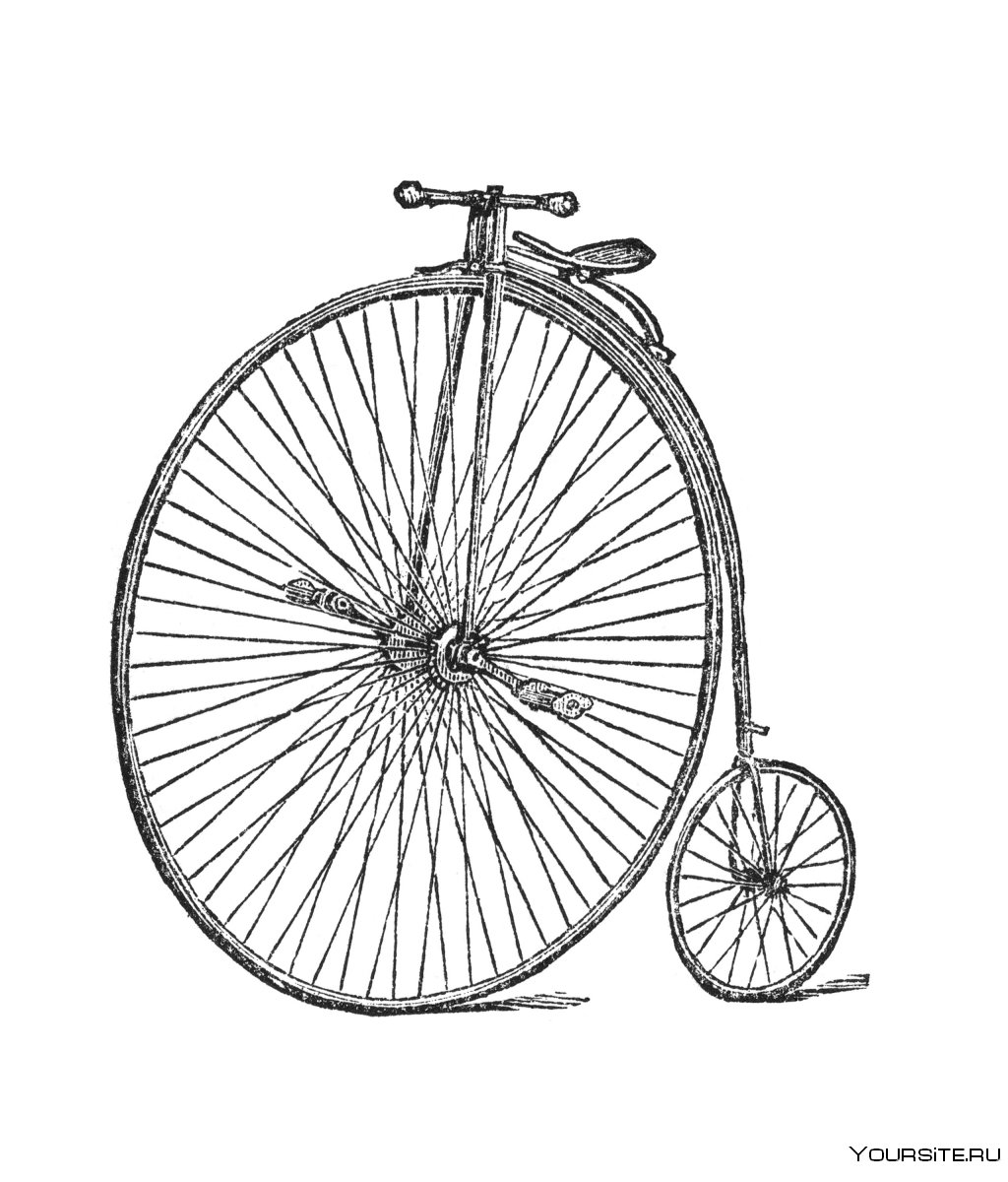 Велосипед с большим колесом спереди 19 века