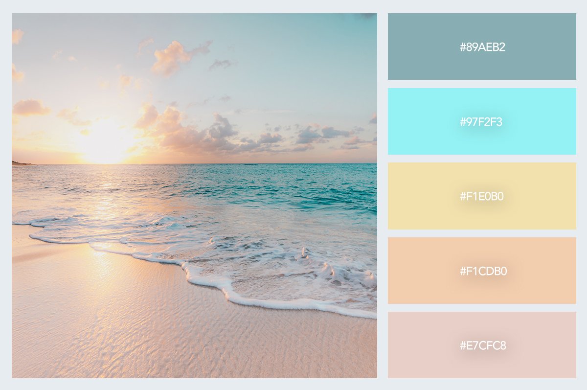 Цветовая палитра пастельных тонов пляж