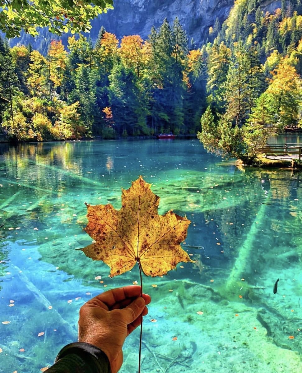 Озеро Блаузее Швейцария осенью