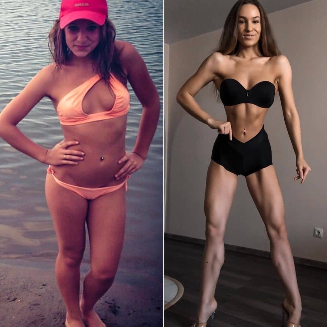 Спортивная фигура девушки до и после