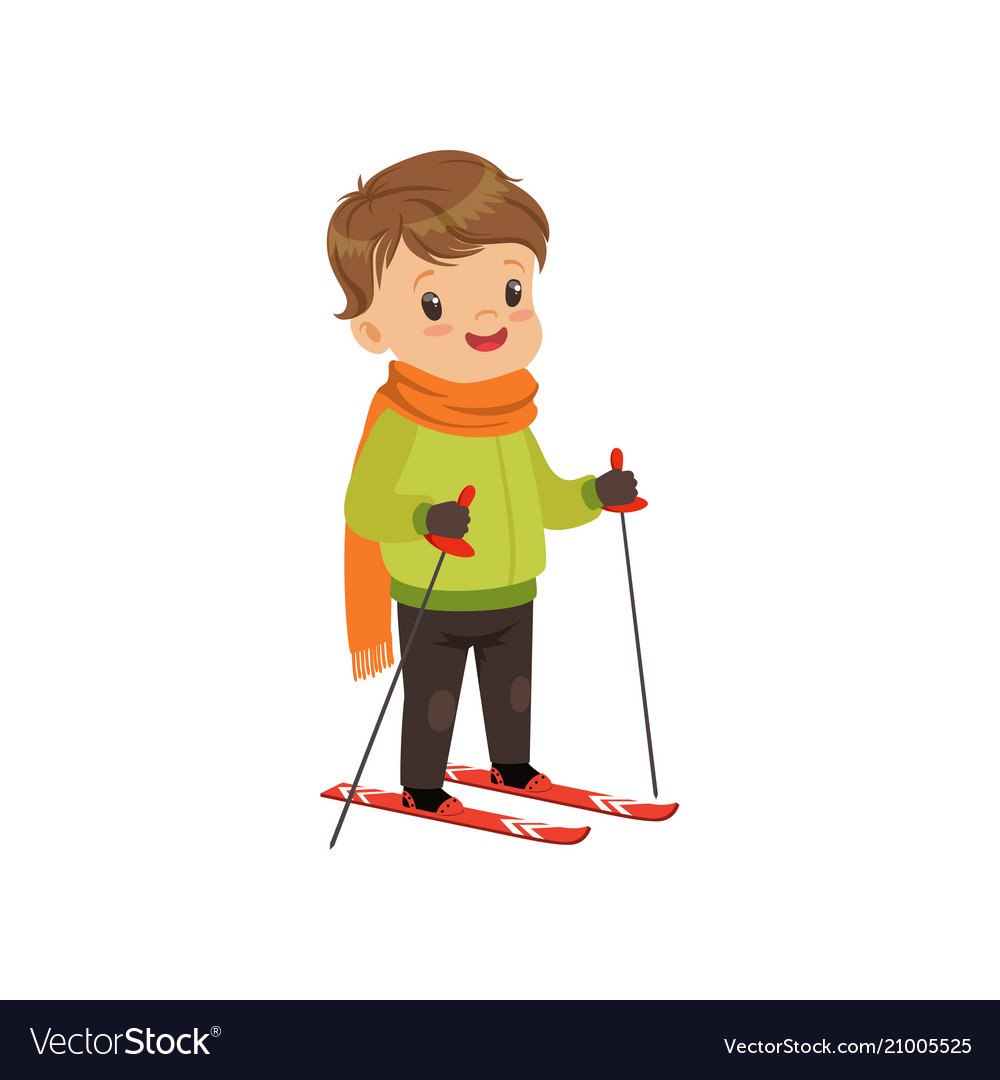 Мальчик на лыжах вектор