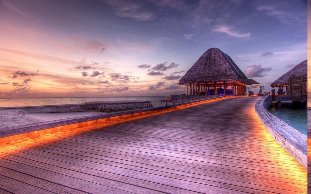 Мальдивы пляж закат