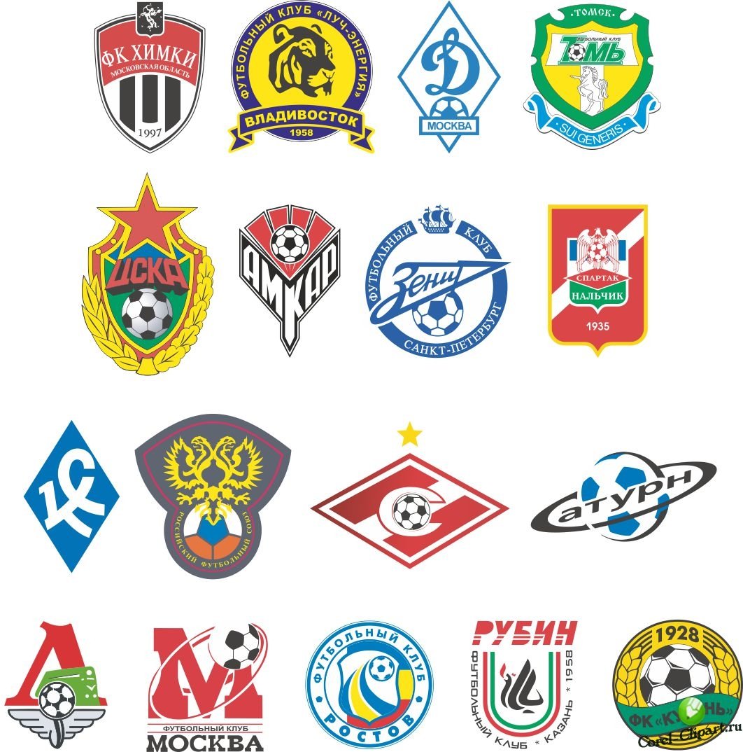 Прозрачные эмблемы футбольных команд