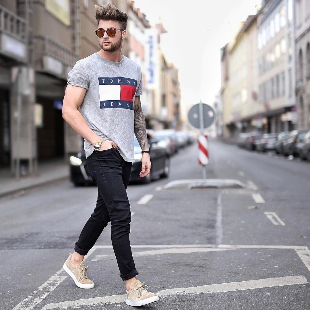 Мужская уличная одежда футболка джинсы