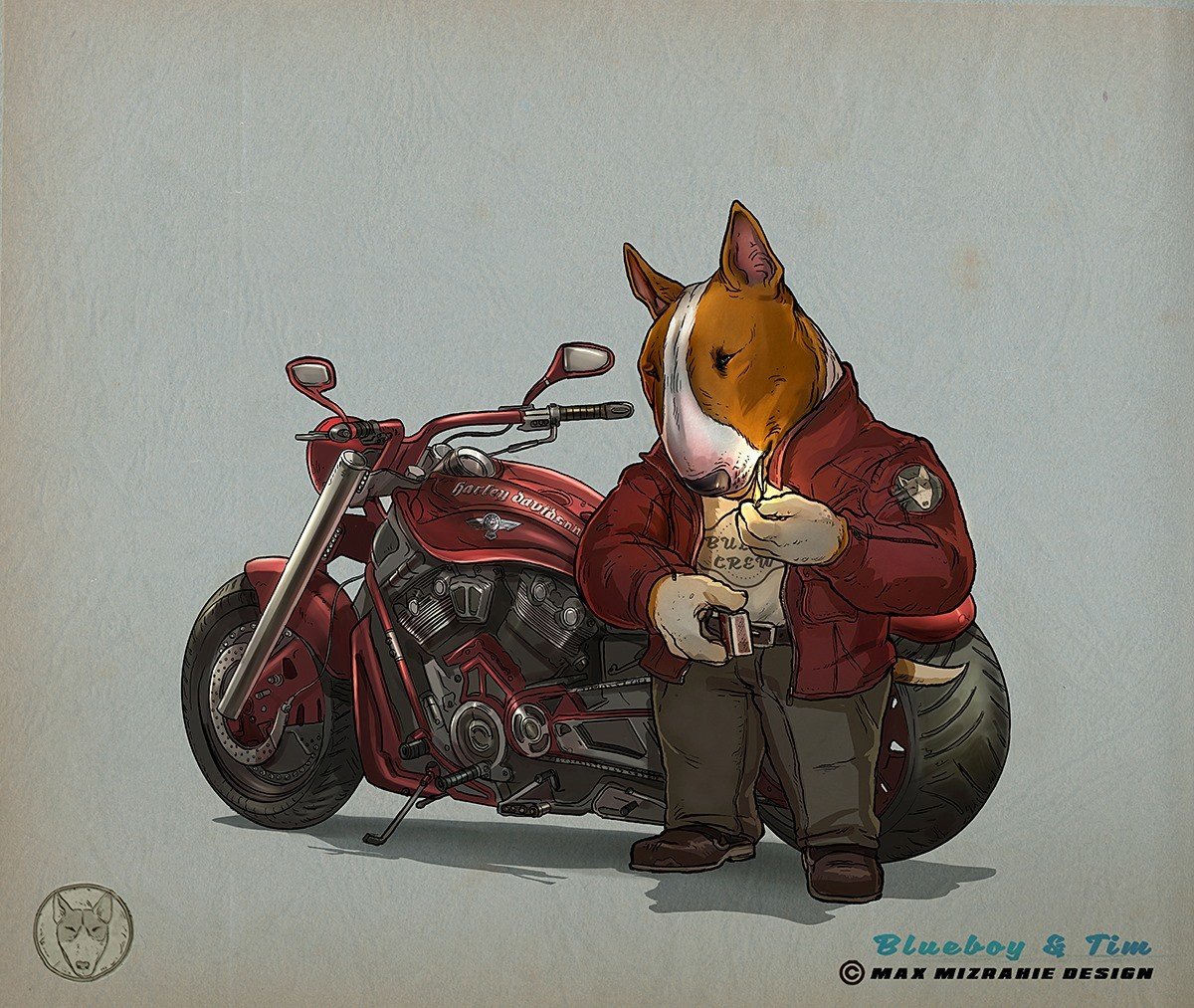 Собака на мотоцикле арт