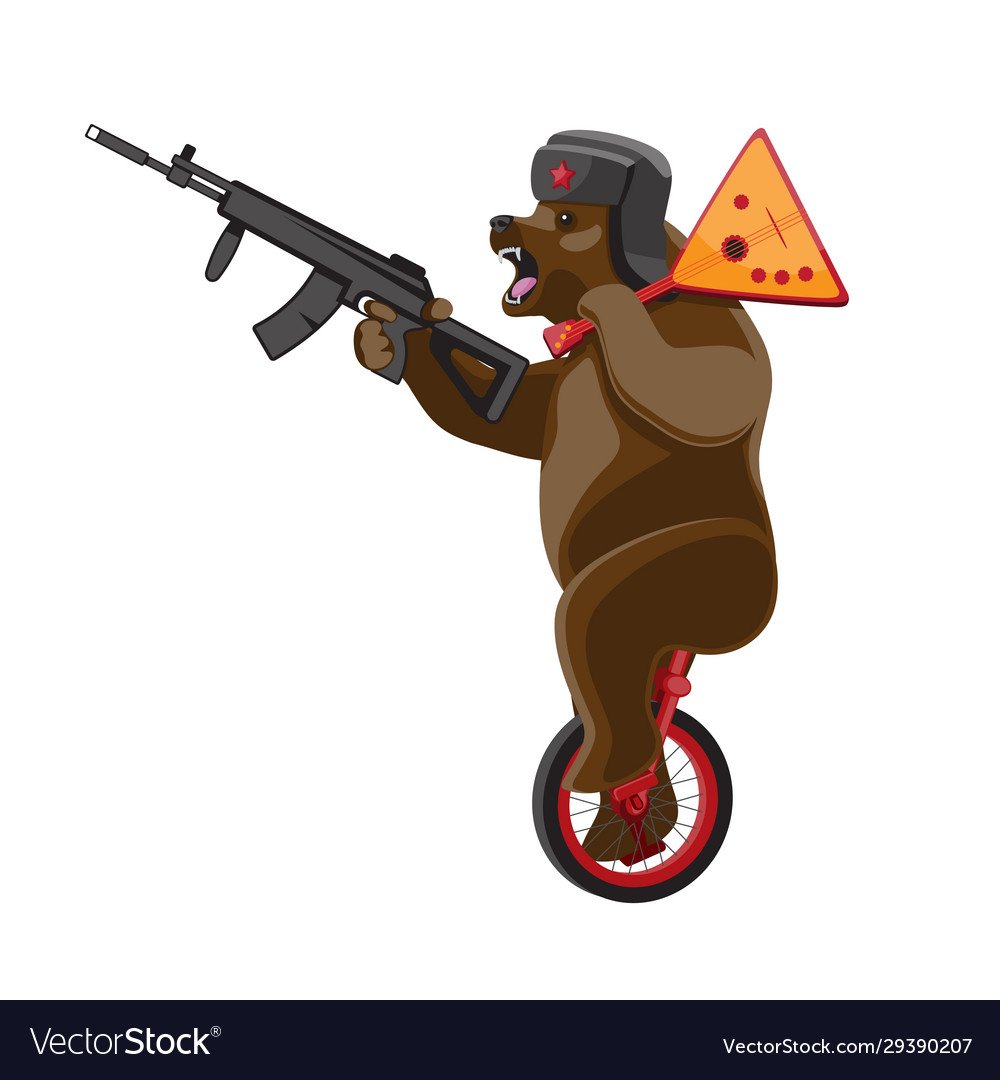Медведь на велосипеде с балалайкой