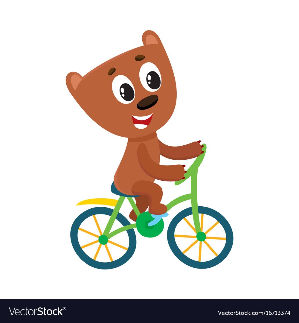 Медвежонок на велосипеде вектор