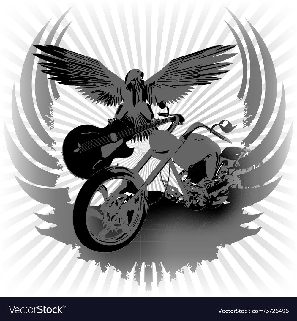 Байкер на мотоцикле с крыльями