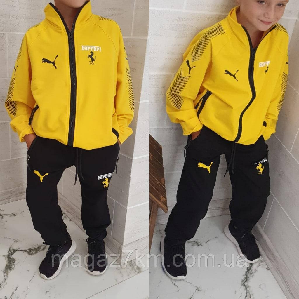 Спорта спортивный костюм для мальчиков желто чёрного цвета