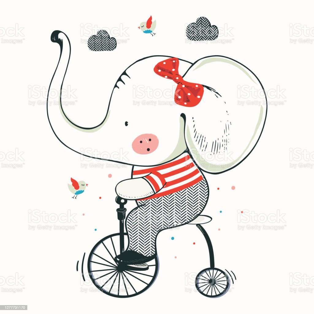 Слоненок на велосипеде