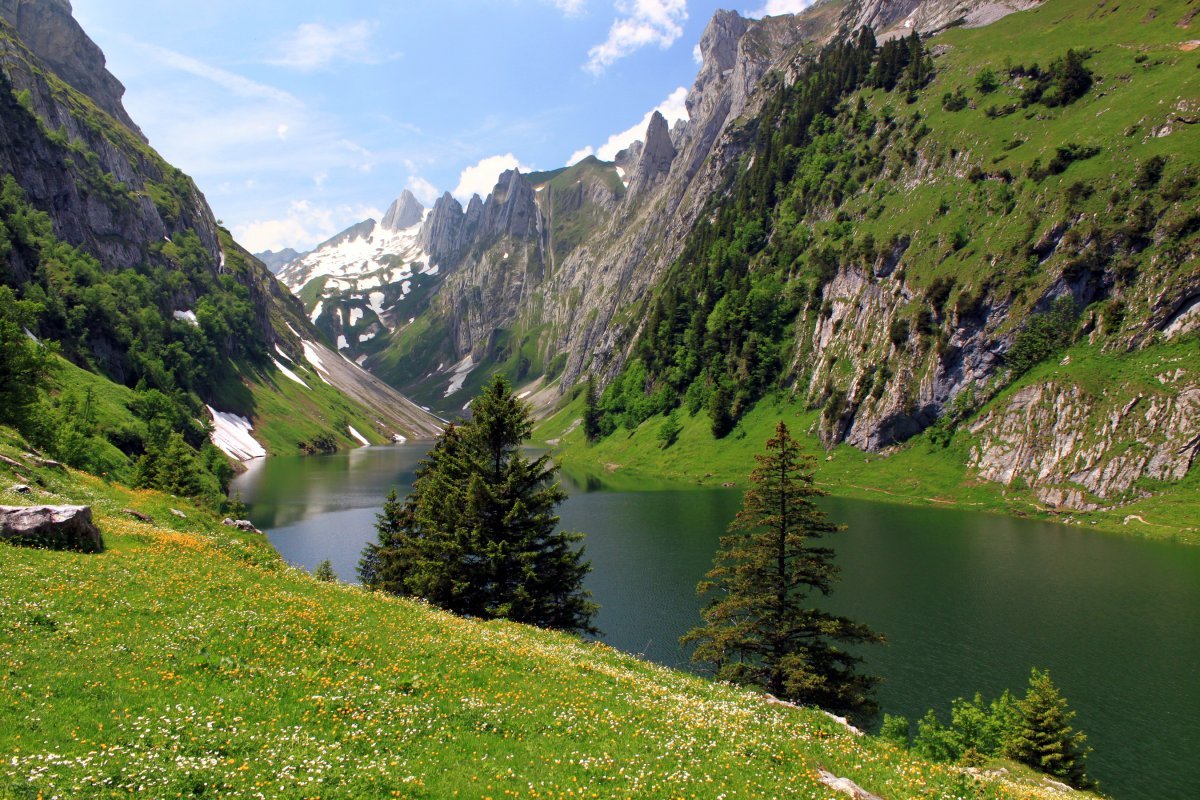 Озеро окруженное горами