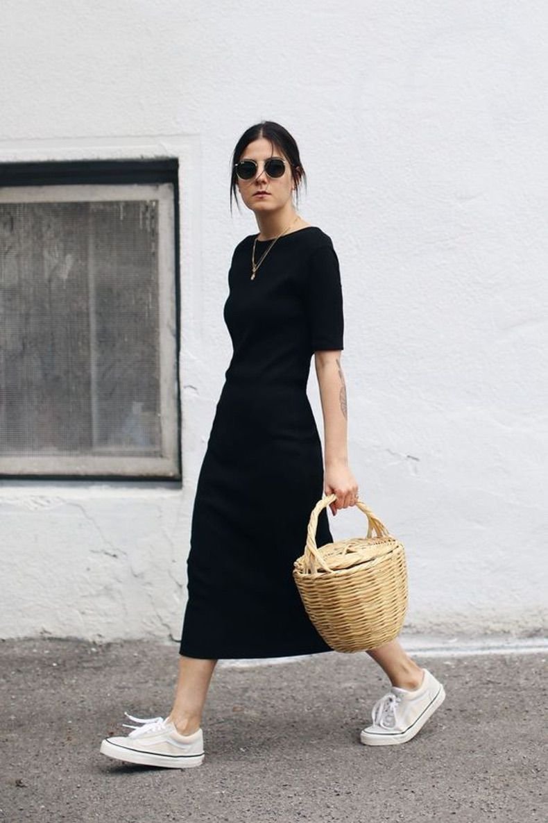 Street Style платье черное миди