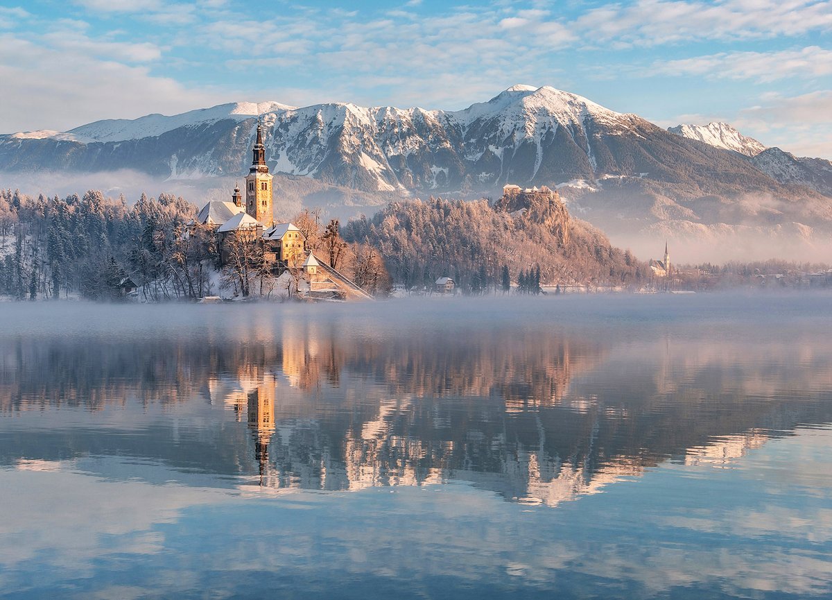 Озеро Блед Словения зима