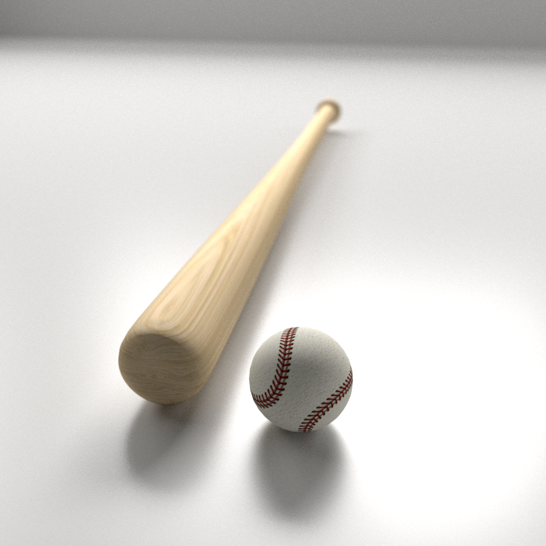 Бейсбольная бита с мячом