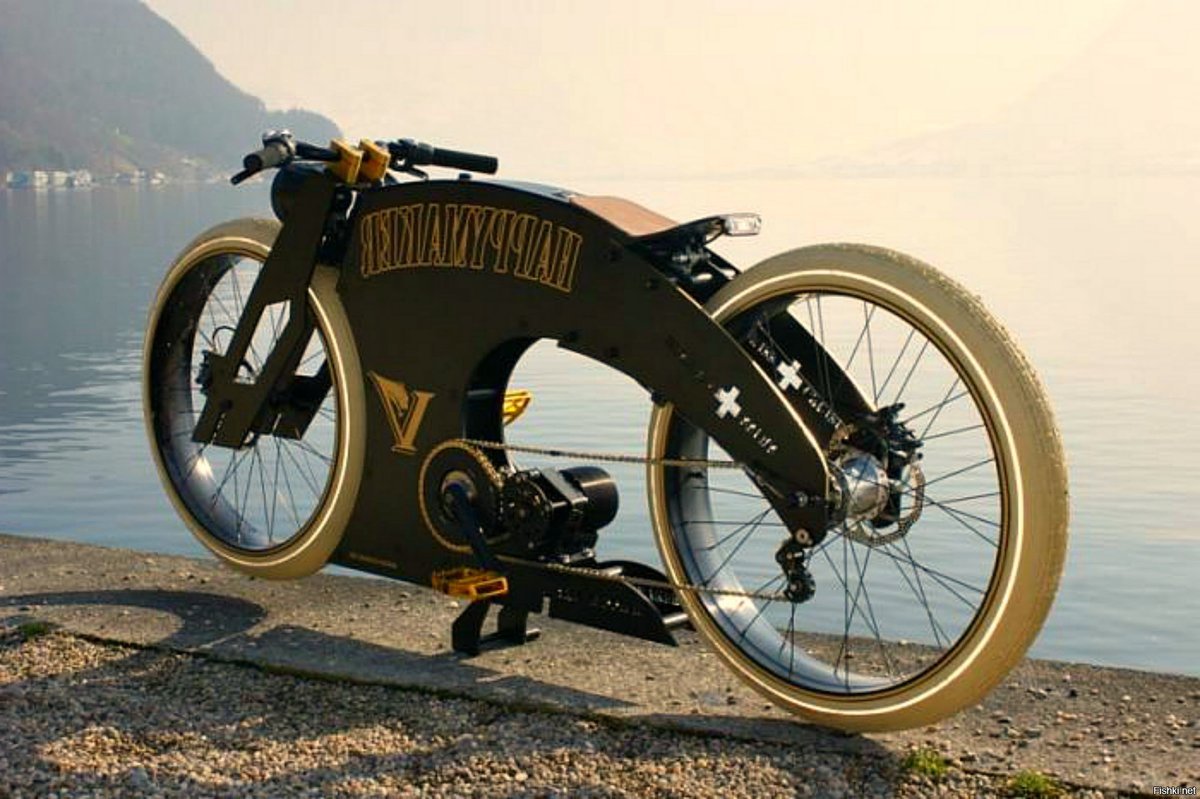 Большой огромный великий. Электровелосипед Breitbau Custom. Электровелосипед фэт-байк, чоппер. Электровелосипед боббер. Необычные конструкции велосипедов.