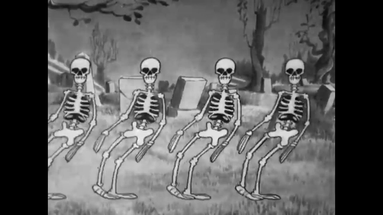 Песни скелета монстер. Танец скелетов Дисней. Танец скелетов видео. Игра где в конце танцуют скелеты. Скелеты Дисней 1930 годов.