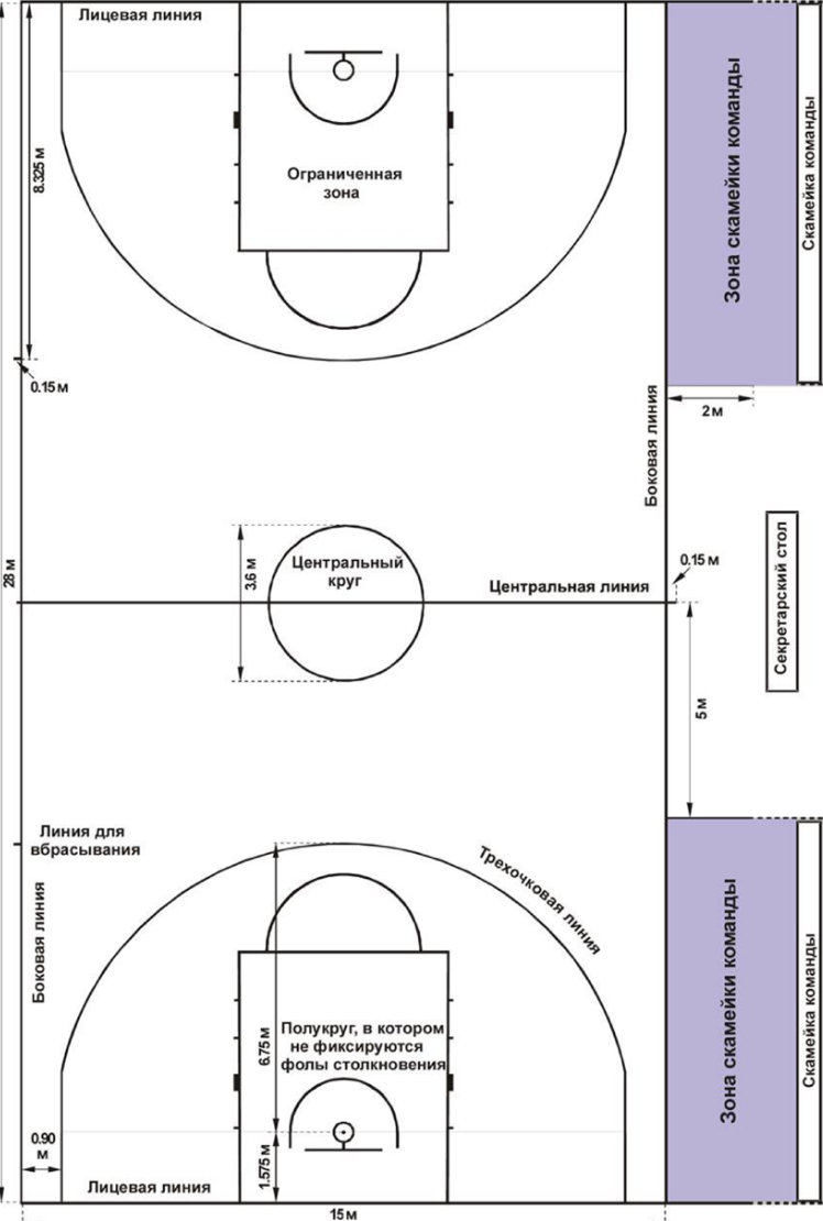 Баскетбол разметка площадки с названиями
