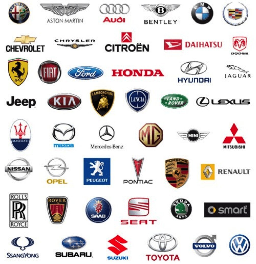 Эмблемы машин и их названия