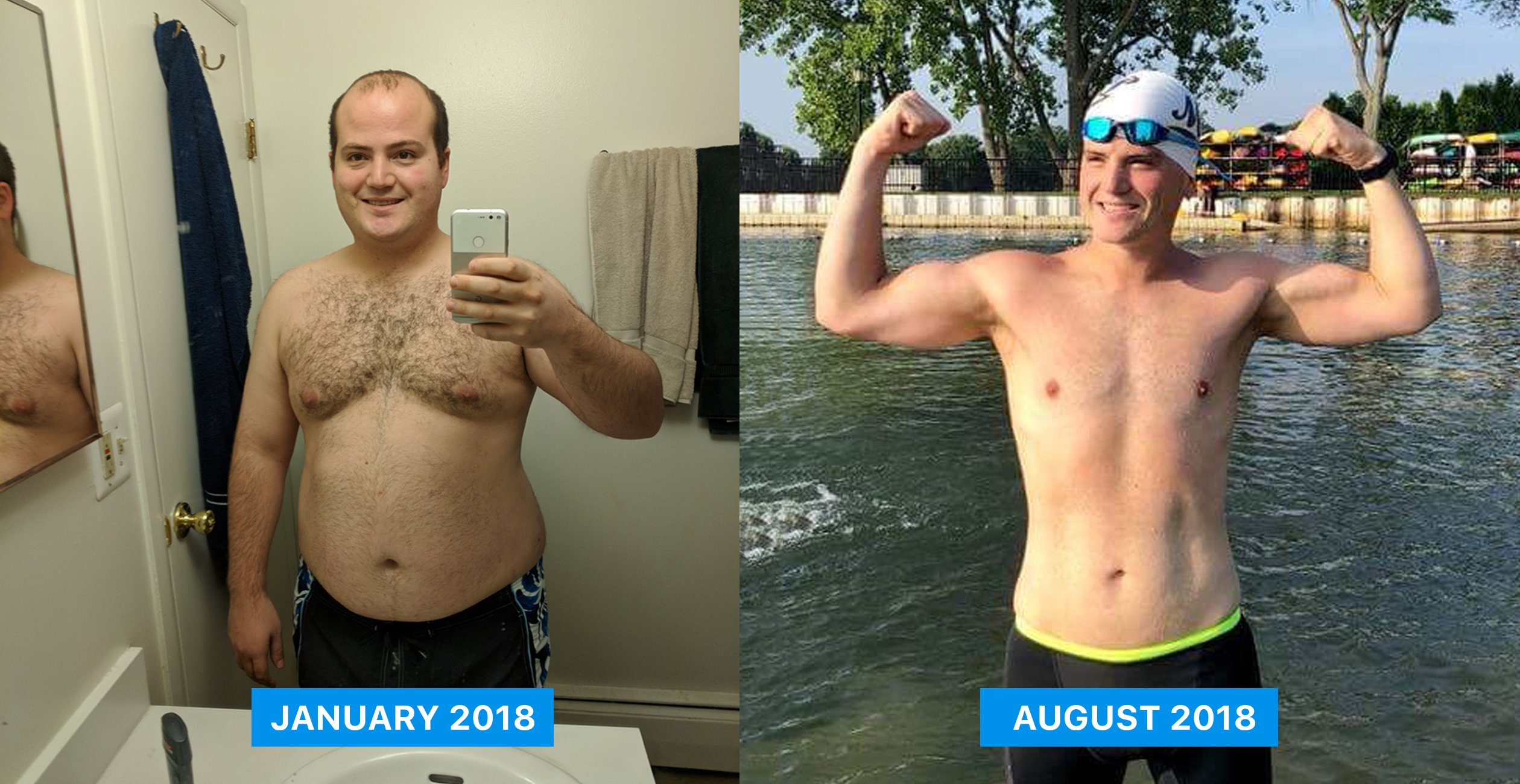 Плавание для похудения до и после