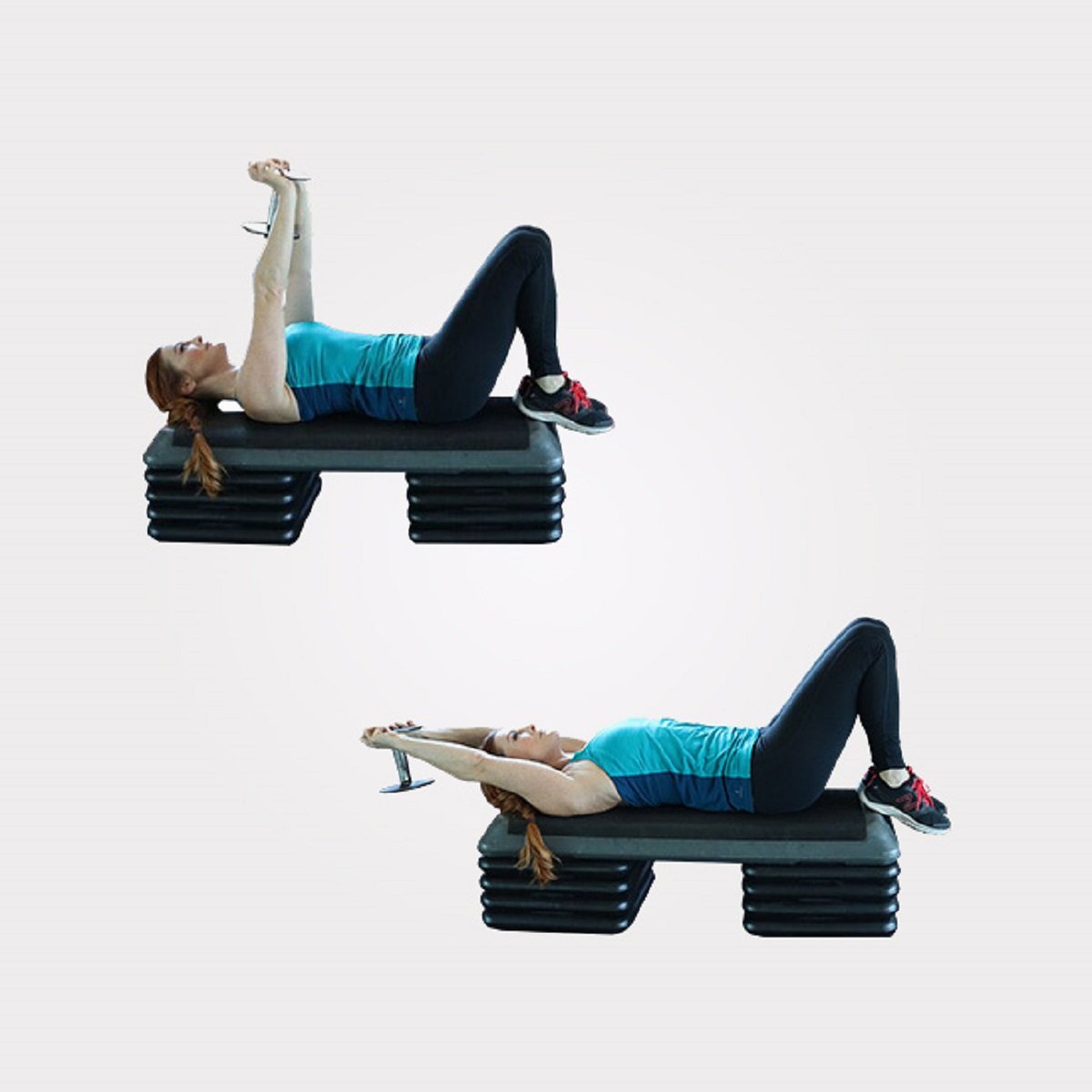 Упражнения с гантелями лежа на спине для женщин