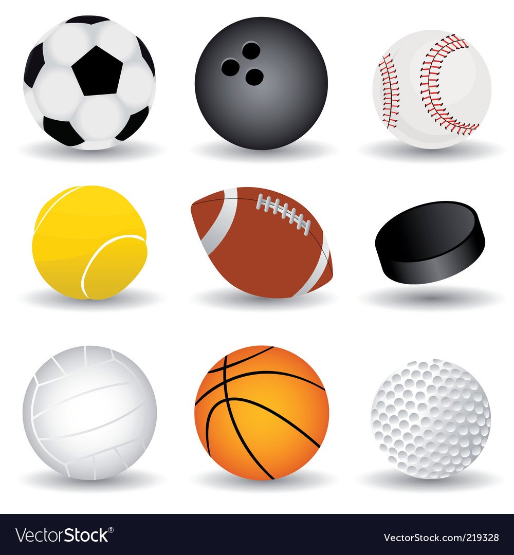 Мячи разных видов спорта схематично