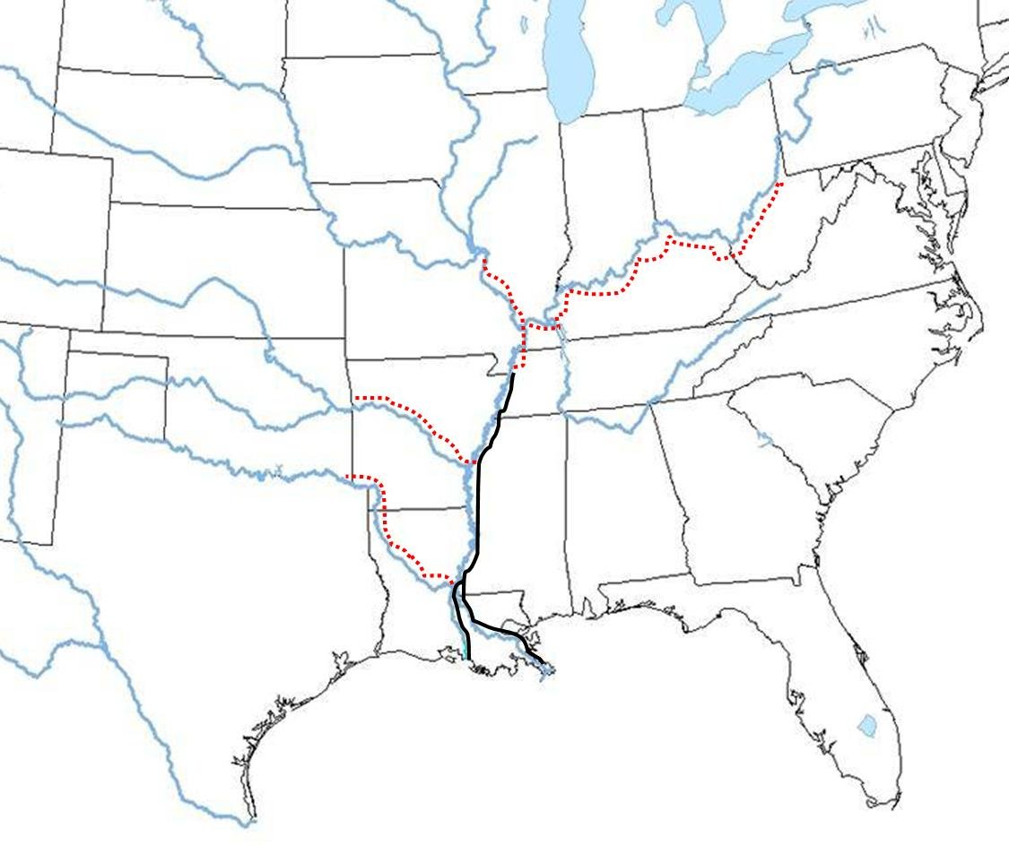 Исток Миссисипи на карте