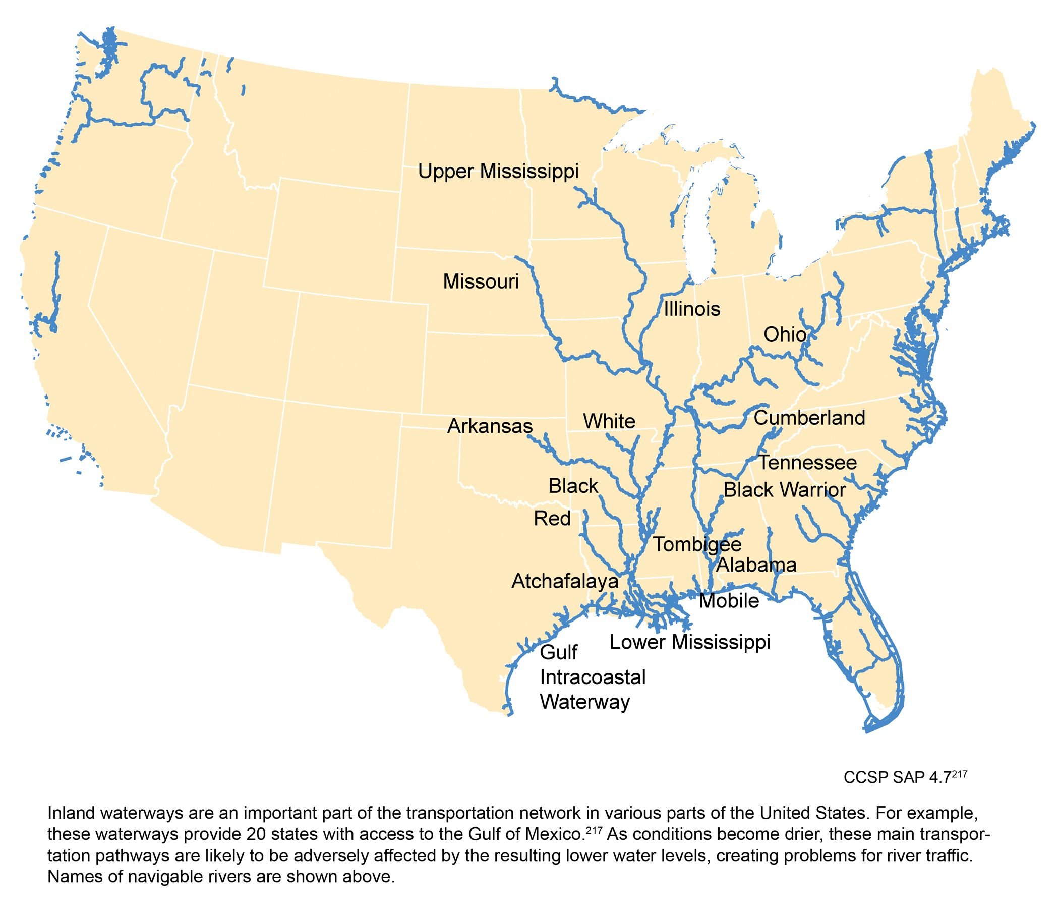 Река Миссисипи на карте США
