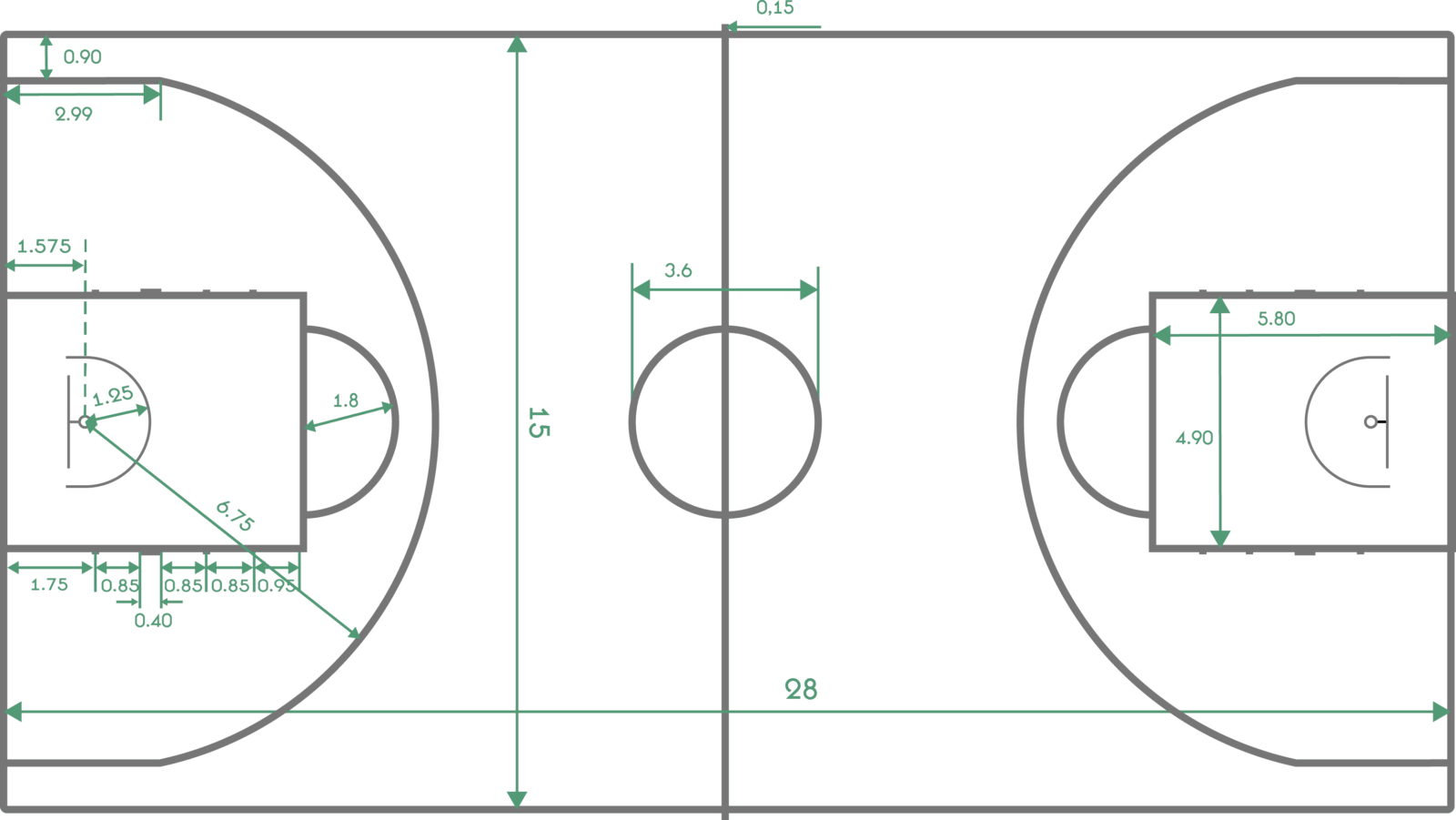 Длина поля 130 метров ширина. Баскетбольное поле схема разметки линий. Чертёж баскетбольной площадки с размерами. Разметка баскетбольной площадки. Разметка баскетбольной площадки с размерами.