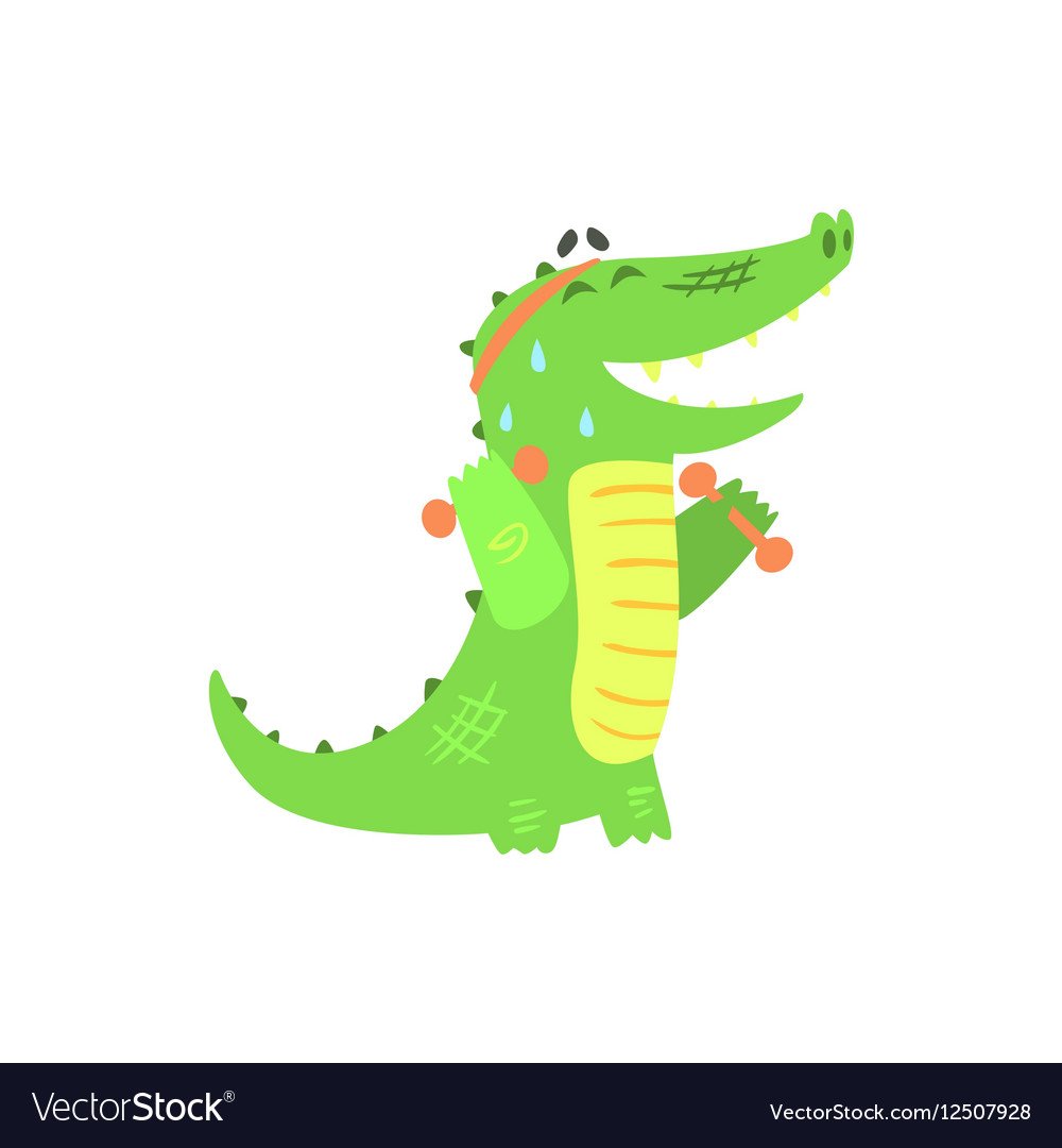 Крокодил с гантелей