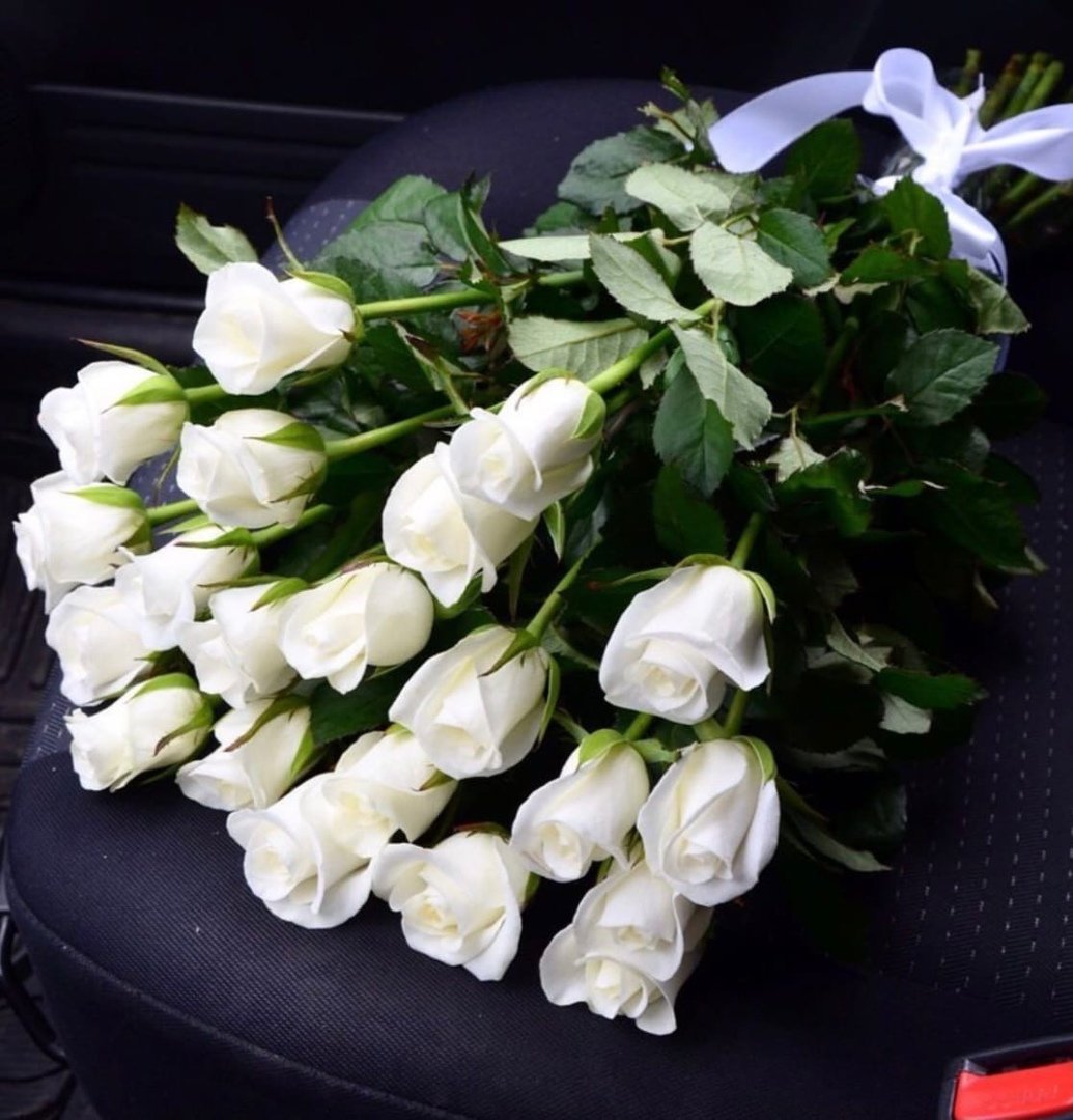 Китайские розы на белой машине