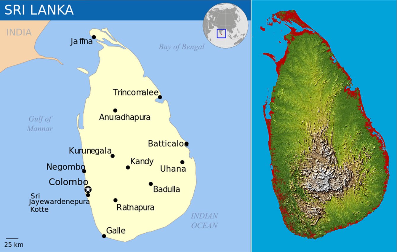 Остров Цейлон на карте