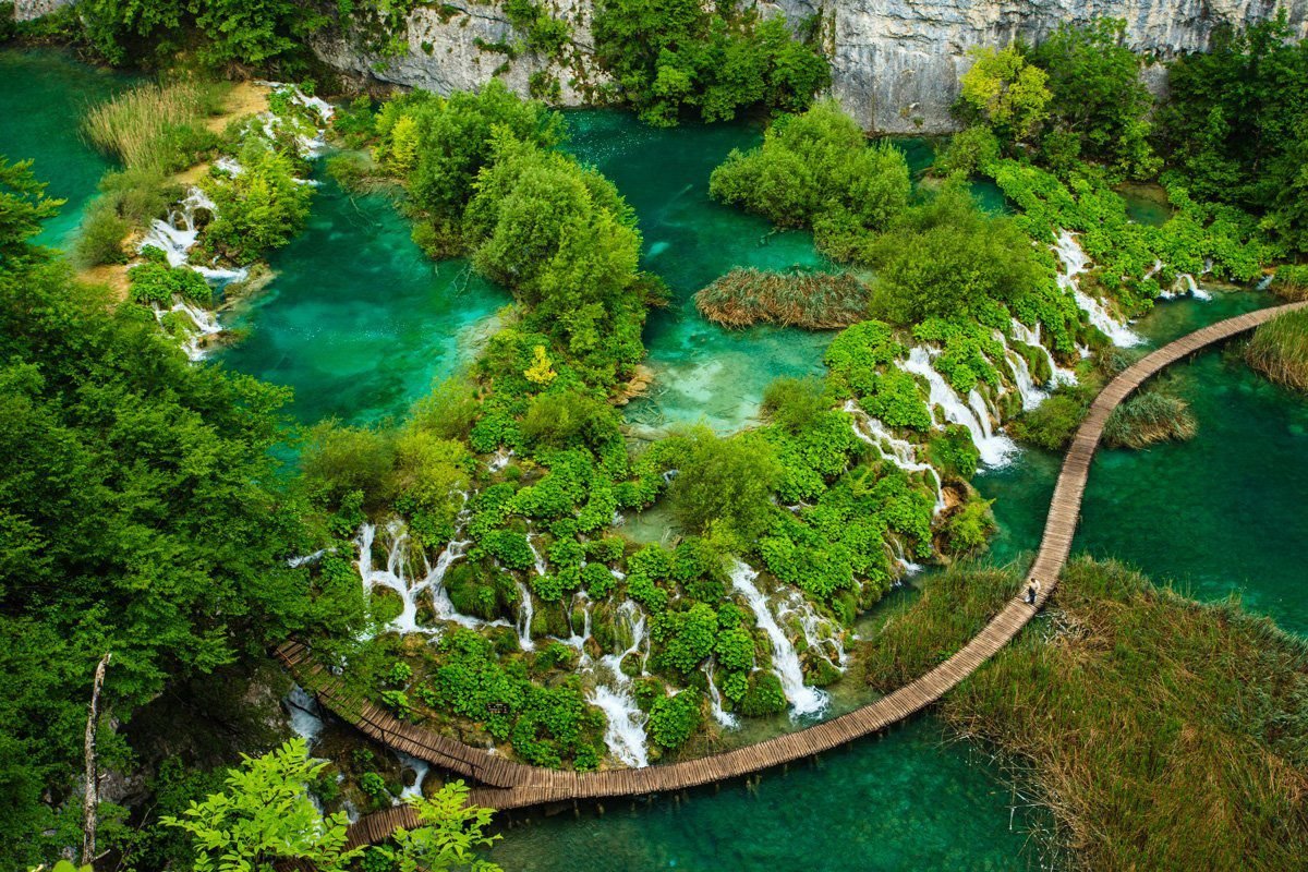 Хорватия водопады на Плитвицких Озерах
