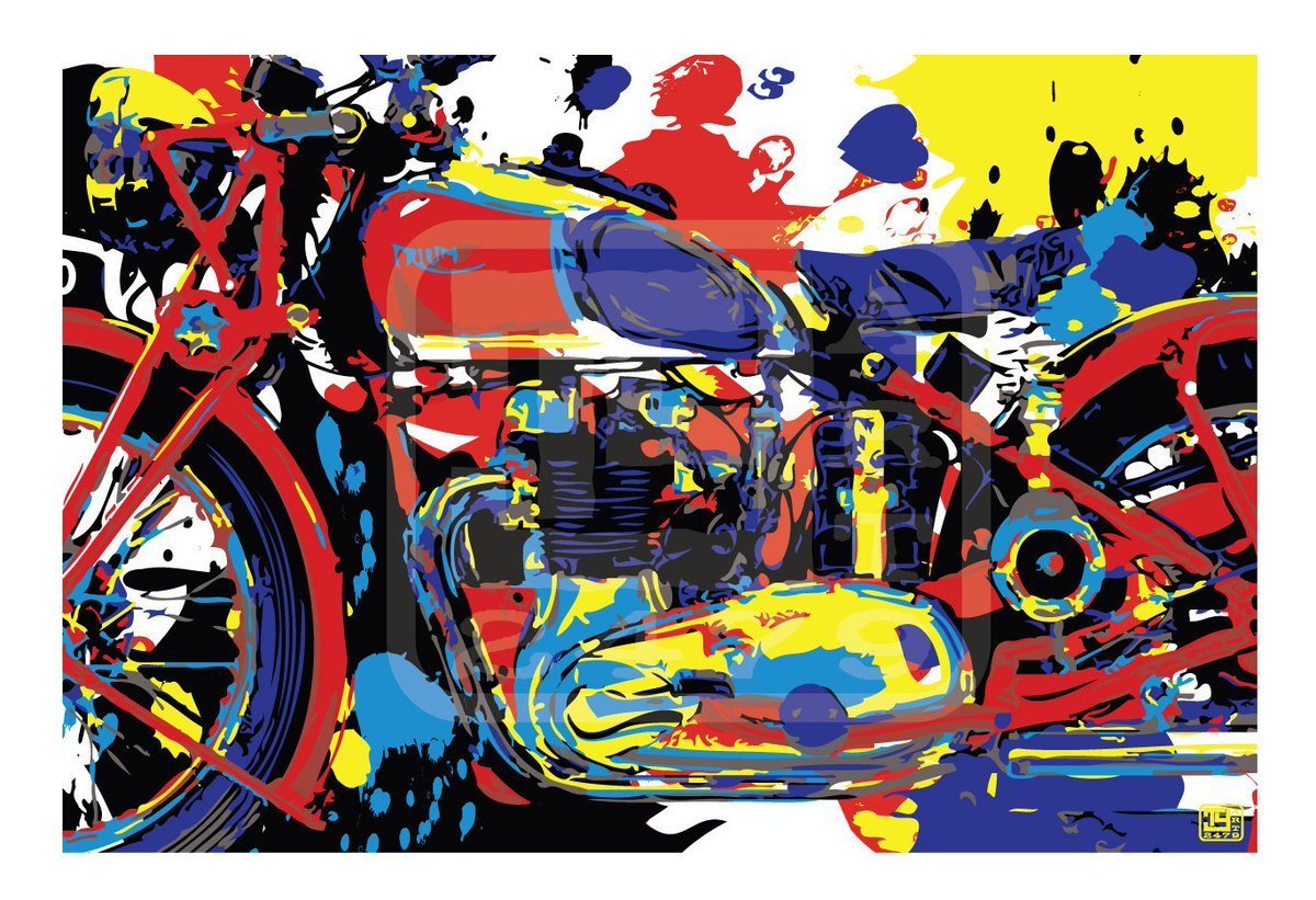 Мотоцикл в стиле поп арт