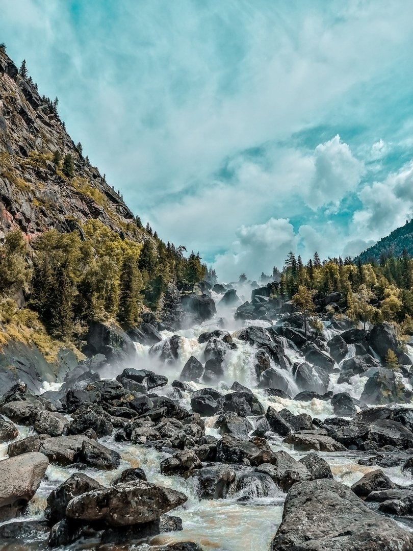 Водопад Учар горный Алтай дорога