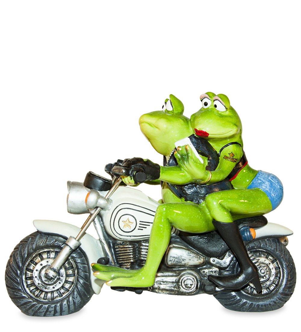 Синяя лягушка на мотоцикле