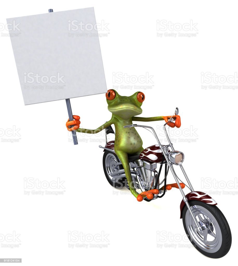 Весёлый Лягушонок на мотоцикле