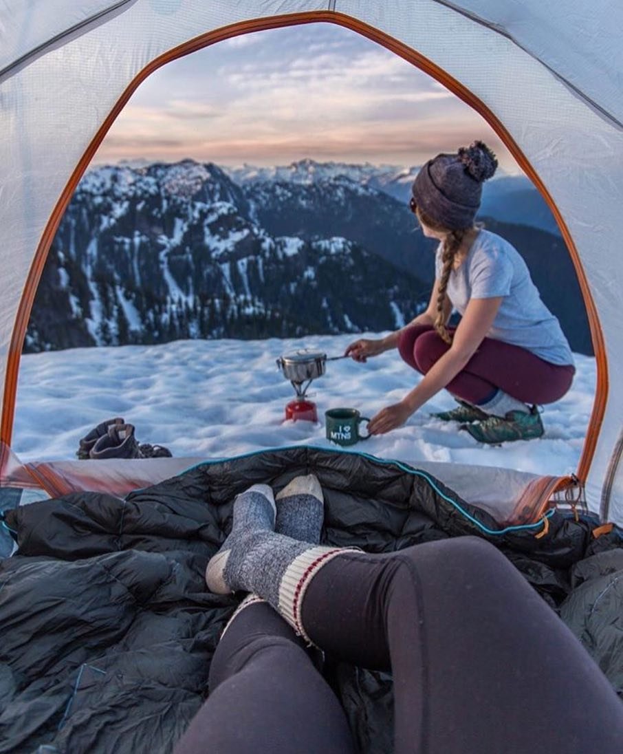 Ночевка в палатке зимой