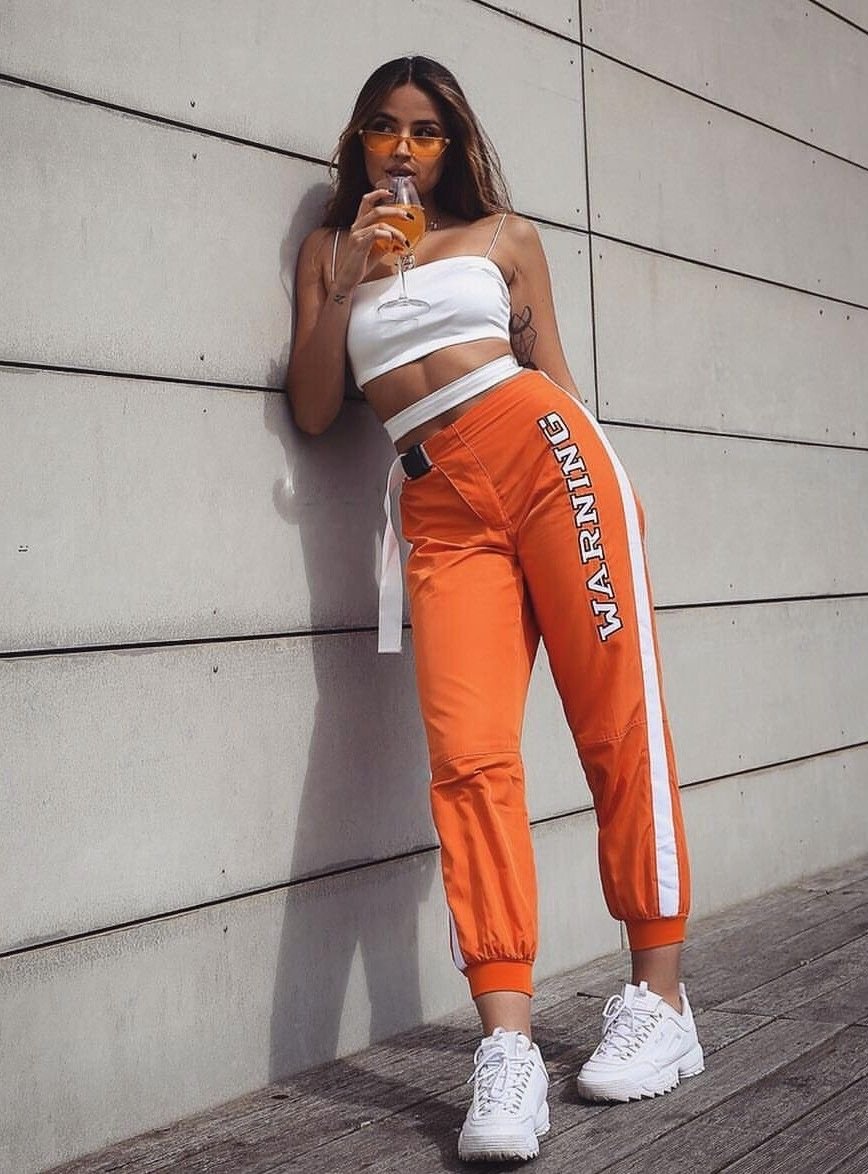 Оранжевые спортивные штаны женские