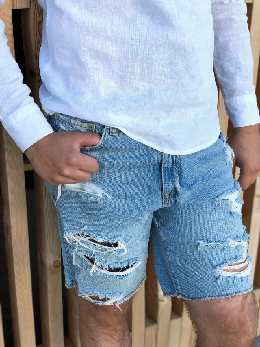 Мужские джинсовые шорты рваные
