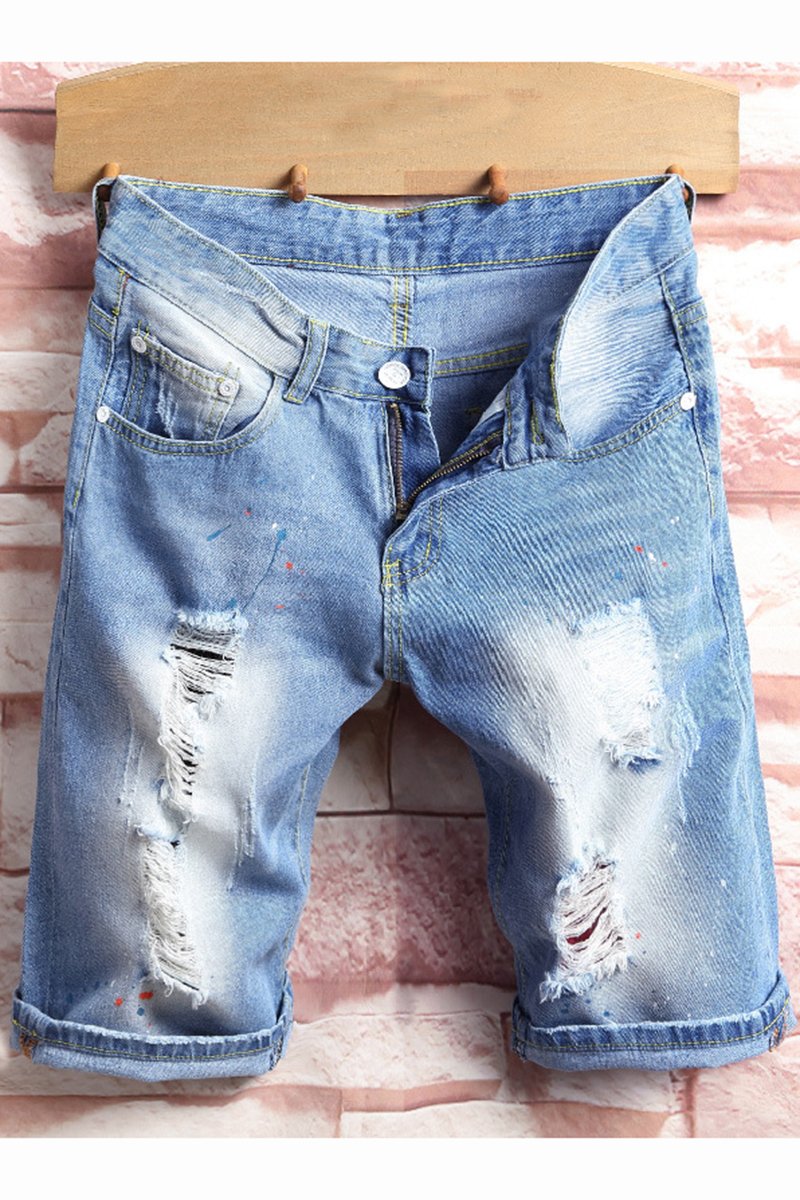 Мужские джинсовые шорты рваные