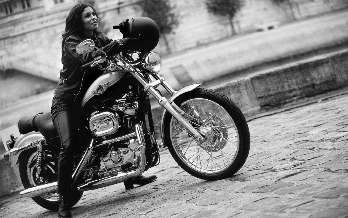 Harley Davidson Sportster и девушка
