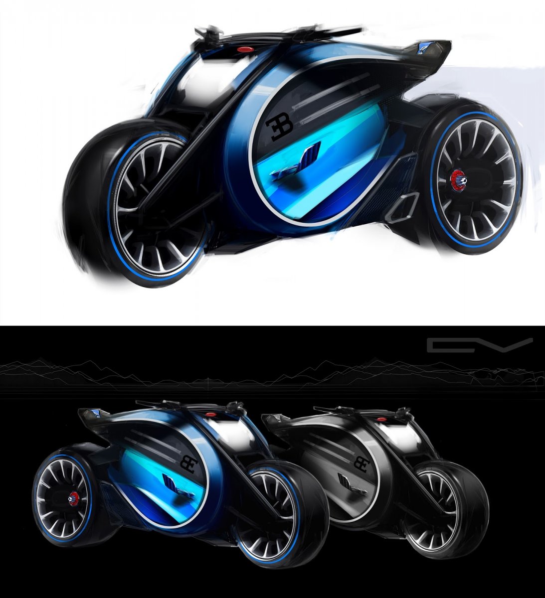 Синий мотоцикл концепт