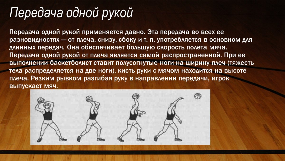 Передача мяча одной рукой