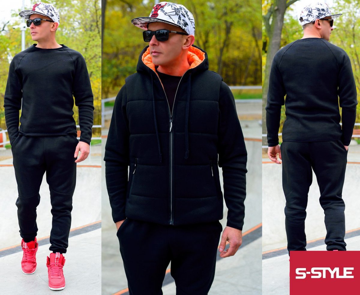 Синий костюм в клетку мужской