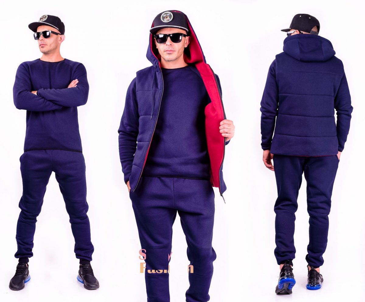 Мужской спортивный костюм тройка с жилеткой