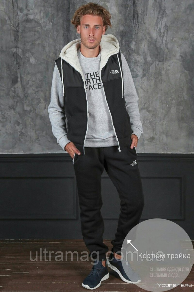 Мужской спортивный костюм тройка хаки