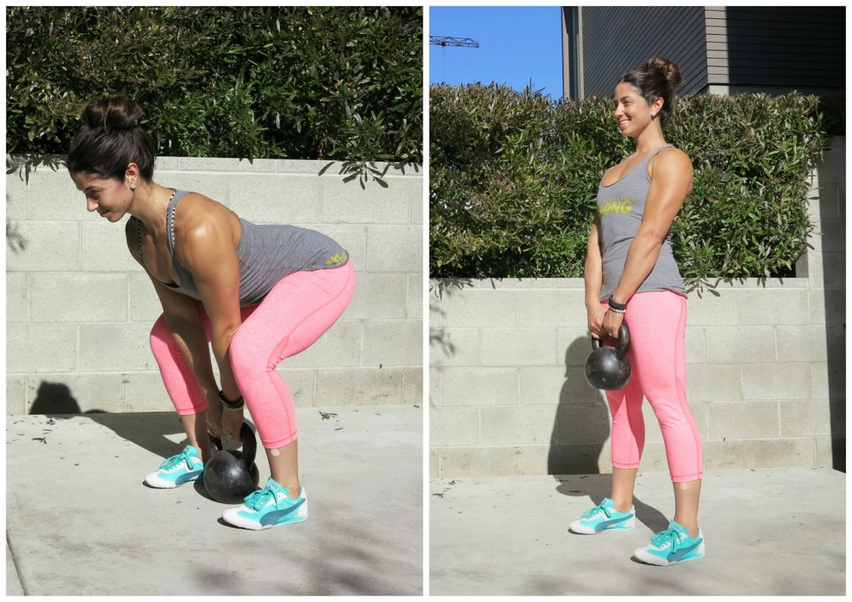 Приседания с гирей за спиной